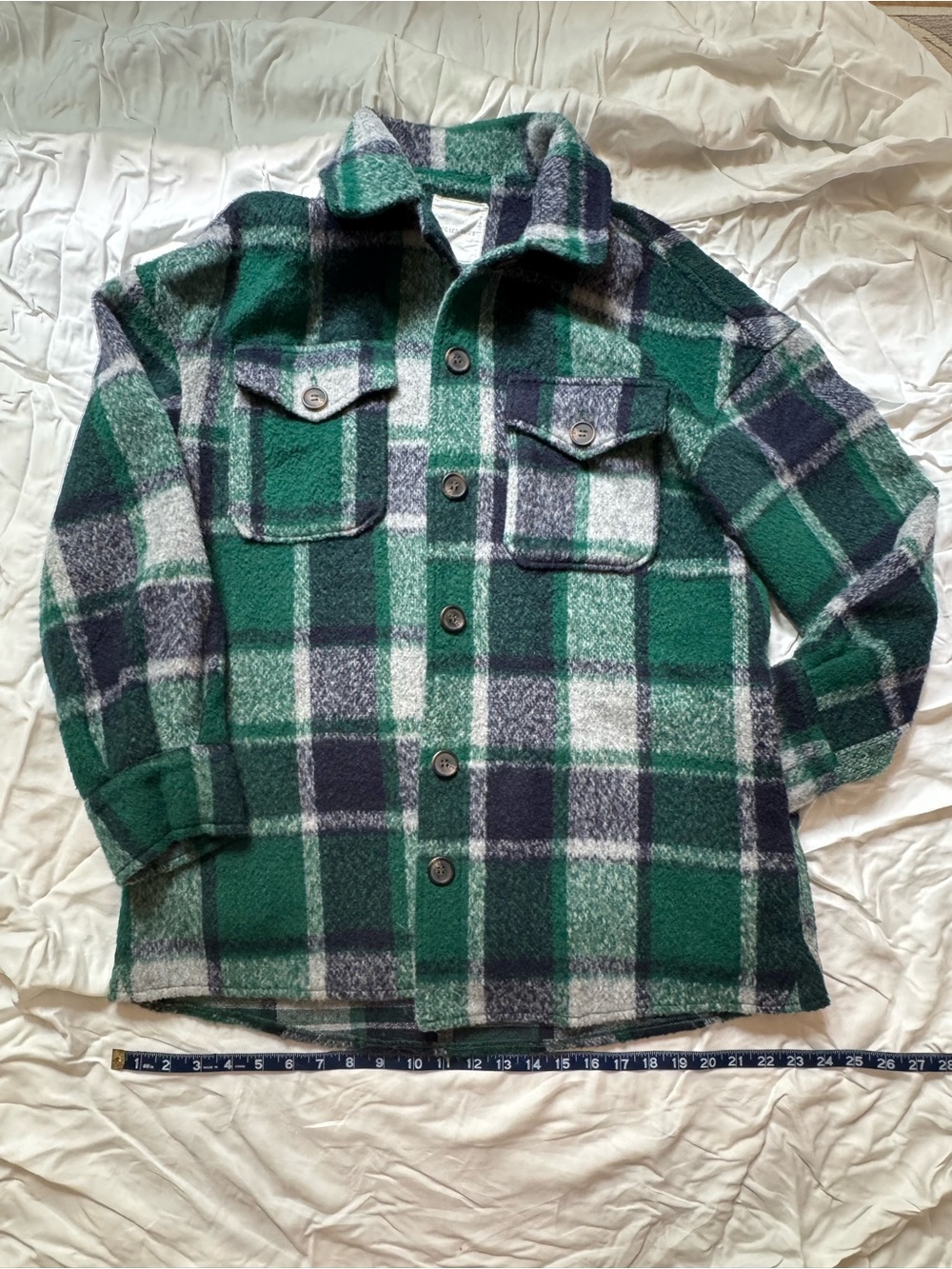 Avec Les Filles Green Plaid Shirt Jacket